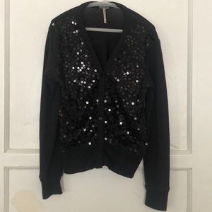 Girl’s black sequined button down cardigan